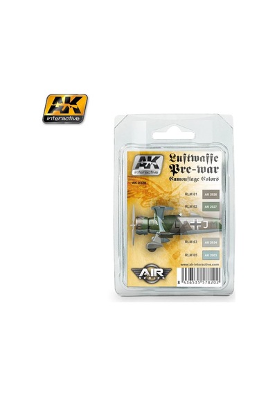 4x17 Ml. Luftwaffe Pre-war Kamuflaj Renkleri Akrilik Maket Boyası Seti, Ak Interactive 2320 Standart