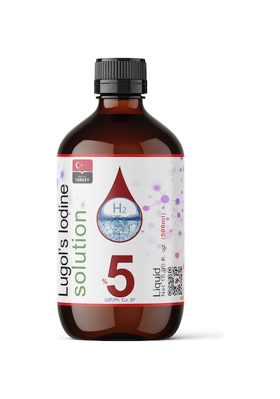 Lugol's %5 İyot Çözeltisi İyot Damla Cam Şişe 500 ML