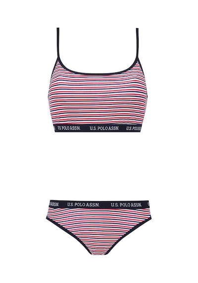 U.s. Polo Assn. Çizgili Büstiyer Slip Takım Lacivert 001