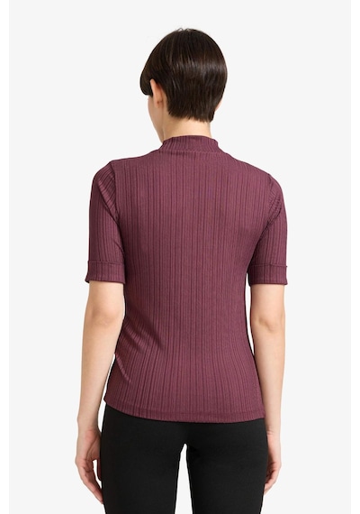 Defacto Regular Fit Yarım Balıkçı Yaka Fitilli Kaşkorse Kısa Kollu Tişört B1177ax25aubr86 Pembe
