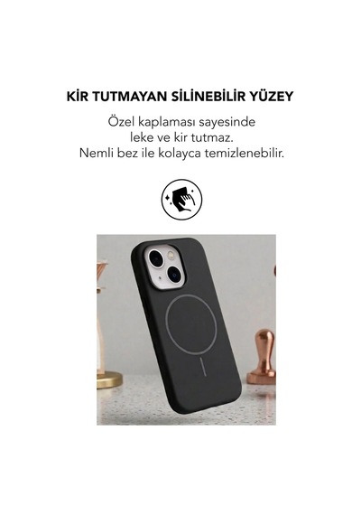 Apple İphone 13 Uyumlu Magsafe Lansman Silikon Kılıf Siyah