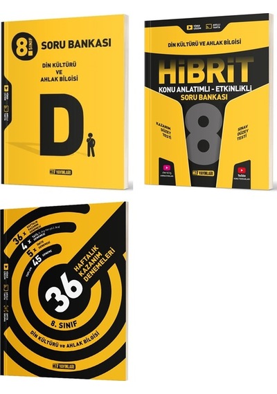 Hız 2025 8. Sınıf Din Kültürü Soru Bankası + Hibrit + 36 Haftalık Deneme Seti 3 Kitap
