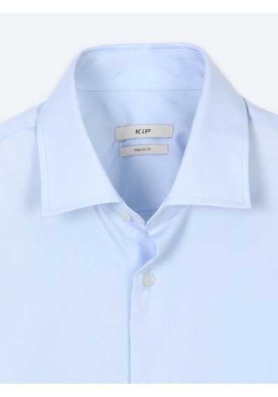 Kip Açık Mavi Çizgili Regular Fit Uzun Dokuma Casual Pamuk Karışımlı Gömlek