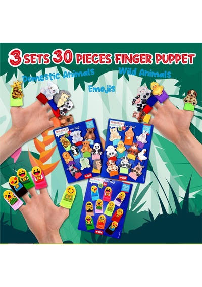 3 Set - 30 Parça Tox Evcil . Vahşi Hayvanlar Ve Emojiler Parmak K