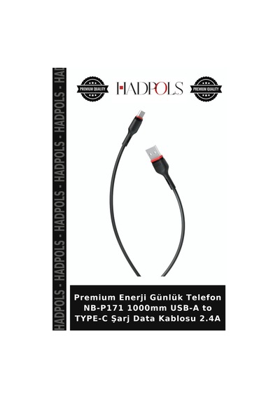 Premium Enerji Günlük Telefon Nb-p171 1000mm Usb-a To Type-c Şarj Data Kablosu 2.4a
