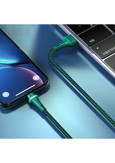 Recci RTC-N19C Genbu Serisi USB-A to Type-C 3A Hızlı Şarj Özellikli Şarj ve Data Kablosu 1M Yeşil