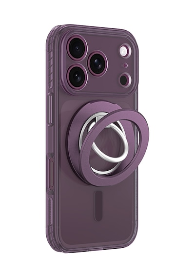 Apple iPhone Uyumlu 18 Pro Max Kılıf M-safe Özellikli Yüzük Standlı Amazingthing Titan Pro Grip Ring Serisi Mor