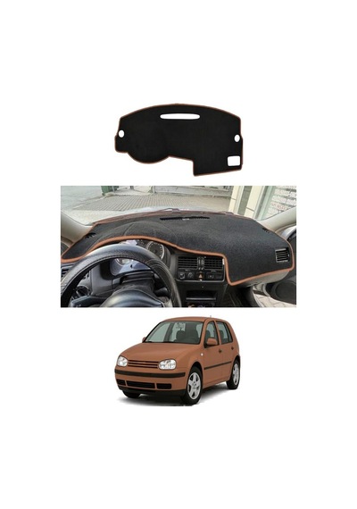 Volkswagen - Golf 4 1997-2006 Uyumlu Torpido Koruma Kılıfı - Kahverengi Şeritli