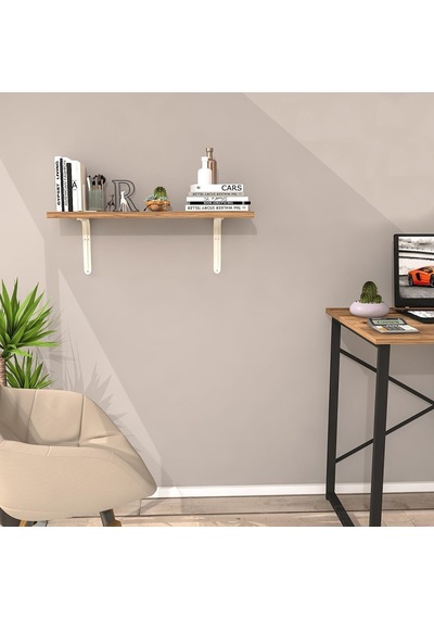 L Konsol Duvar Rafı - Duvara Monte Raf Siyah 20x60 Cm Diğer