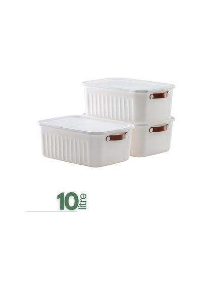 1 Adet Düzenleyici Kapaklı Kutu, Dekoratif Saklama Kutusu, Organizer 35cm 25cm 14cm Beyaz 10 Kiremit