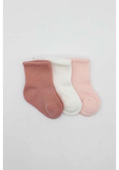 Erturkstore Cherry Girl 3'lü Penye Soket Çorap 10138 Pudra Çok Renkli