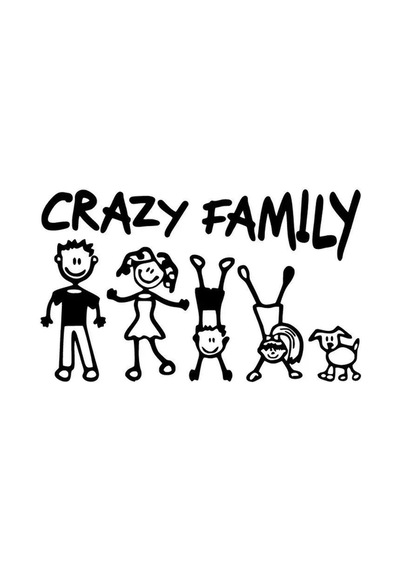 Crazy Family Oto Özel Yeni Sticker Siyah 30 X 18 Cm