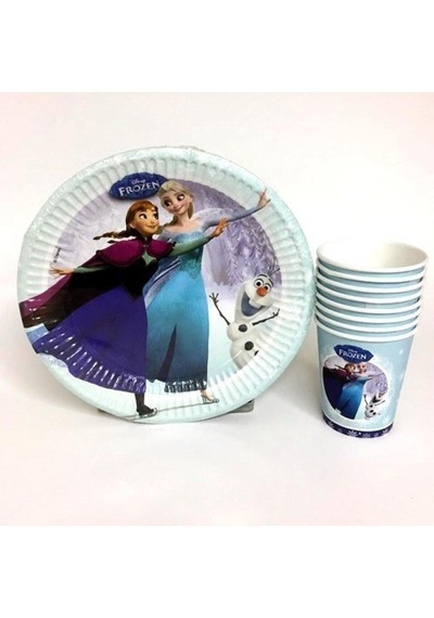 Parti Selesi Frozen Elsa Uzun Kol Kostüm Ve Doğum Günü Parti Seti 16 Kişilik Lüks Set Mavi