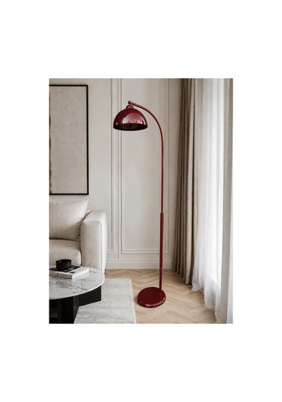 Nebula Bordo Metal Premium Tasarım Hareketli Başlıklı Ayaklı Lambader Retro Şapkalı Dekoratif Zemin Lambası Modern Salon Oturma Odası Köşe Aydınlatma E27 Duy Uyumlu