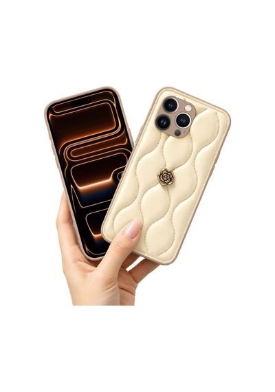 Apple İphone 14 Pro Max Uyumlu Kılıf Zebana Camellia Deri Kılıf Bej