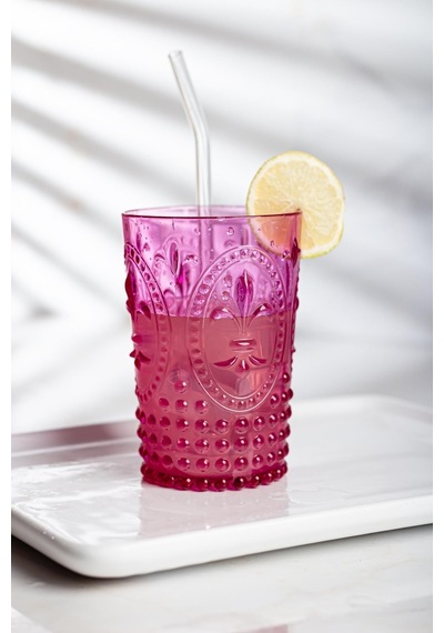 Akrilik Pembe Tekli Kısa Bardak & Su Meşrubat Kahve Yanı Bardağı 400 ml (Cam Değildir )