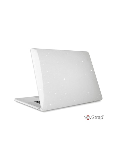 Novstrap Apple Macbook Air M2 M3 13.6 İnç A2681 A3113 Uyumlu Kılıf Kapak Parlak Simli Kılıf Glitter Şeffaf