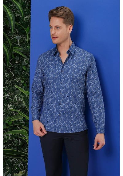 Efor G 1540 Slim Fit Lacivert Klasik Gömlek Lacivert