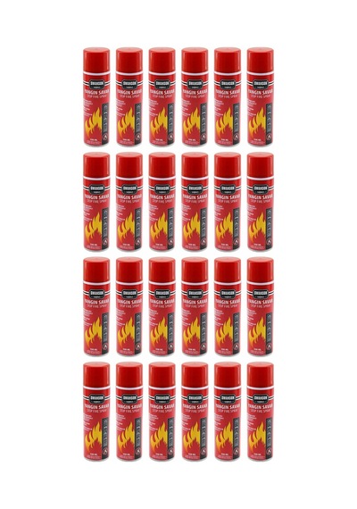 24 Adet Yangın Söndürücü - Yangın Savar Sprey 500ml Ev - Ofis - Oto Araç Ateş Boğucu Köpük Tabaka Oluşturur Bx40