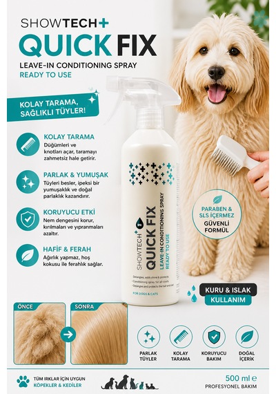Show Tech+ Quick Fix Köpek Kıtık Açıcı Kolay Tarama Spreyi 500 Ml - Kuru Ve Islak Kullanım