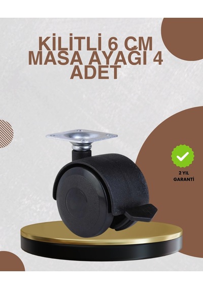 Hubrendy Tekno Kilitli Mobilya Ayağı 6 Cm 4 Lü Set Zemin Korumalı 16063626