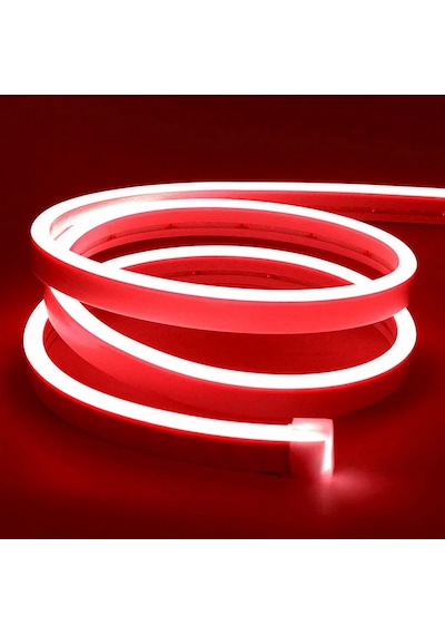 Neon Esnek Şerit Led Tak Çalıştır Kumandalı - Dimmer- Kırmızı 4 M Kırmızı