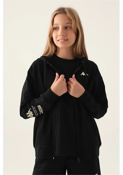 Kappa Kız Çocuk Fullzıp Sweatshırt - Siyah Siyah