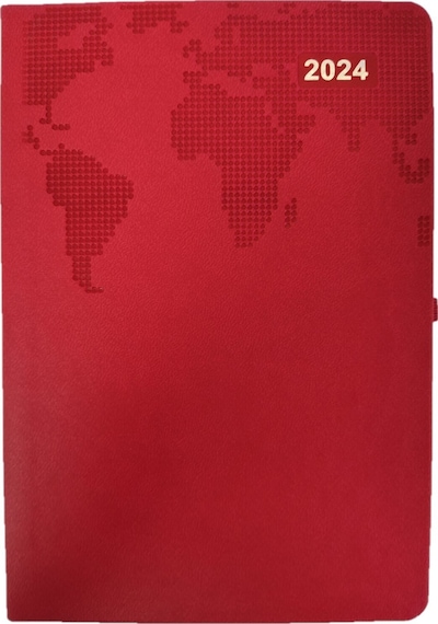 2024 Ajanda Termo Deri 14x20 Dünya Kırmızı