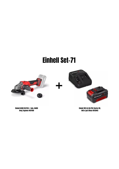 Einhell Set-71 Einhell Axxıo 18/115 Q Akülü Avuç Taşlama+einhell 18v 4,0 Ah Pxc Starter Kit, Akü & Şarj Cihazı