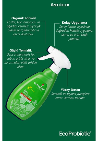 Organik Derz Temizleyici Sprey Fayans Arası 500 Ml Tekli