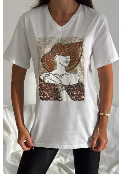 Cassime Kadın Beyaz Büyük Beden Şapkalı Kadın Pul Payet İşlemeli %100 Pamuk Tişört Xl-2xl-3xl Cassime Kadın Beyaz Büyük Beden Şapkalı Kadın Pul Payet İşlemeli %100 Pamuk Tişört Xl-2xl-3xl