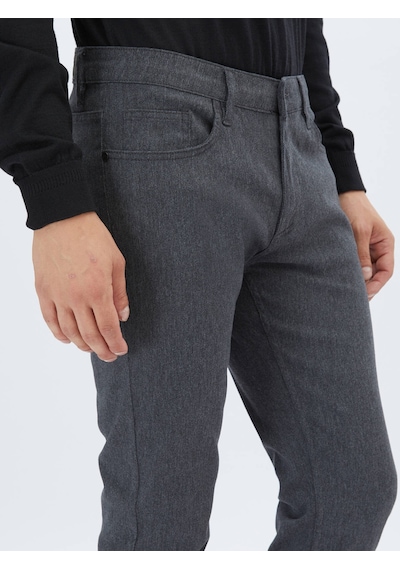 Antrasit Dokuma Slim Fit Casual Pamuk Karışımlı Pantolon Antrasit