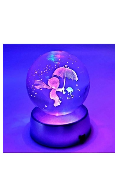 Mobgift Küçük Prens Plastik Altlıklı Işıklı Cam Küre Renkli