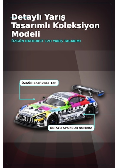 1/64 Diecast Mercedes-amg Gt3 Yarış Arabası - 2025 Bathurst 12h Gruppem Racing 3 Pilot Bx-313343