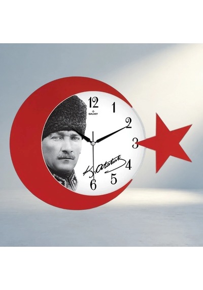 Şık Ofset Kadran Akrilik Boyalı Duvar Saati 0240-beyaz-şekilli-48cm