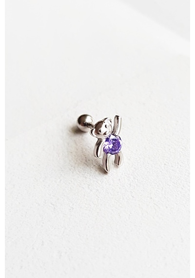 Ithal Tekli Mini Aycık Gümüş Piercing Küpe-7289 Gümüş