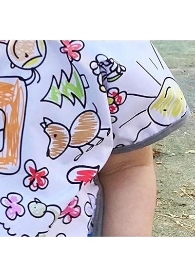Yorni Unisex Su Geçirmez, Cırtlı, Cepli, Yarım Kollu Bebek/çocuk Mama Önlüğü, 1-3 Yaş Family Çok Renkli