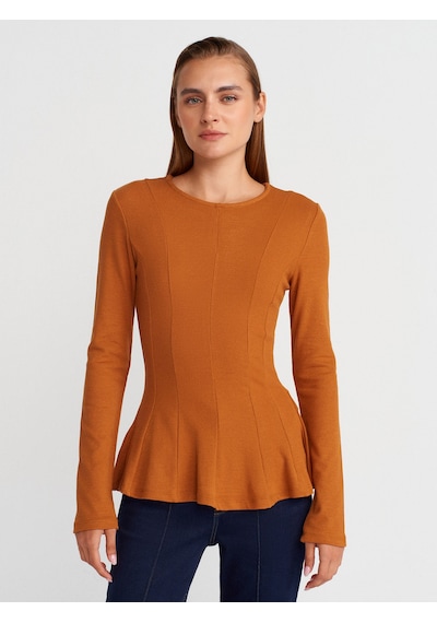Dilvin 32090 Uzun Kollu Peplum Top-a.kiremit A.kiremit Dilvin 32090 Uzun Kollu Peplum Top-a.kiremit A.kiremit