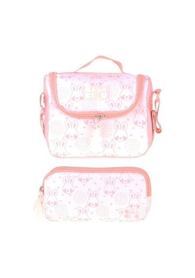 Calacilo Kedi Baskılı Kız Çocuk Pembe Renk Beslenme Çantası Ve Kalemlik Seti - Setcc-c4051 Pembe - Beyaz