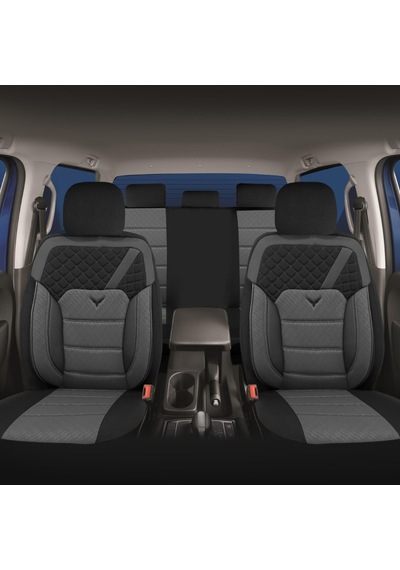 Minderland K1 - Audi Q7 İle Uyumlu Koltuk Kılıfı, Tam Takım/gri-siyah
