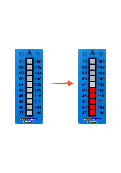 Sıcaklık - Isı Ölçüm Etiketi 270 F - 360 F / 132 C - 182 C 10 Adet Evimdeyokyok