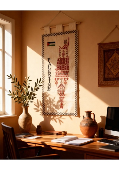 Filistin Nakışlı Kumaş Duvar Panosu 31x71 Cm Dekor