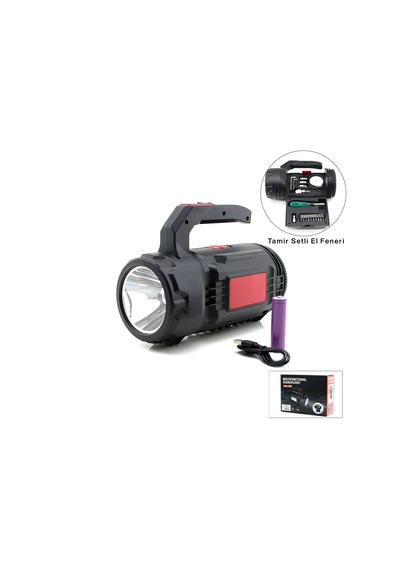 2in1 19pcs Tamir - Hırdavat Seti El Fener - Projektör Led + Cob Usb - Type-c - Pil Şarjlı Hs-310