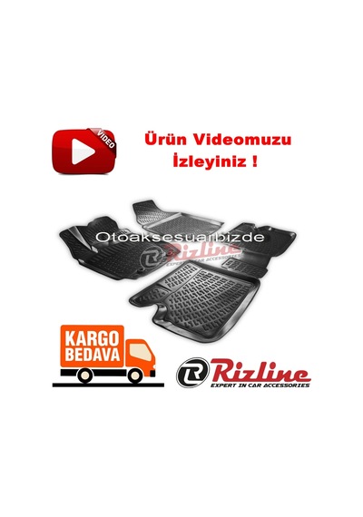 Toyota Corolla Uyumlu 3D Paspas Havuzlu Siyah 2007-2013 Arası Rizline N11.19870