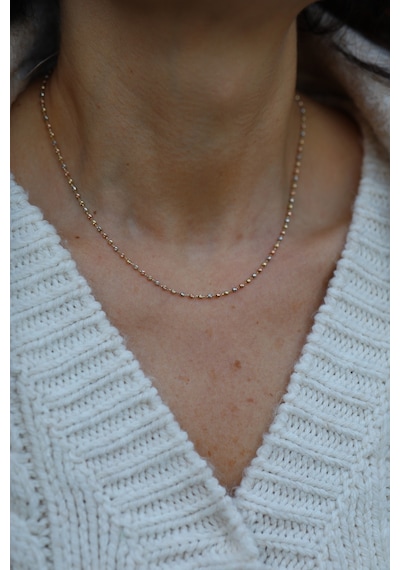 14 Ayar Altın Üç Renkli Minimal Dorikalı Kolye Kly34527 Altın