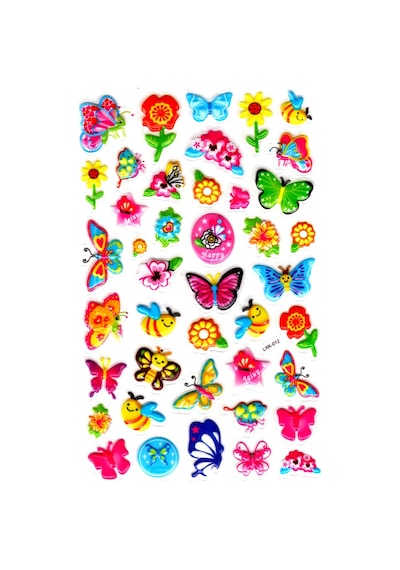 Sticker Kabartmalı Stiker Defter, Planlayıcı Etiket Lxk-012 -22x14 Cm - Çiçek Kelebek