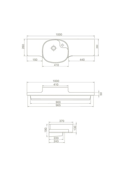 Turkuaz Seramik Cerastyle Harmony Etajerli Lavabo 100 37.5 CM Soldan Hazneli