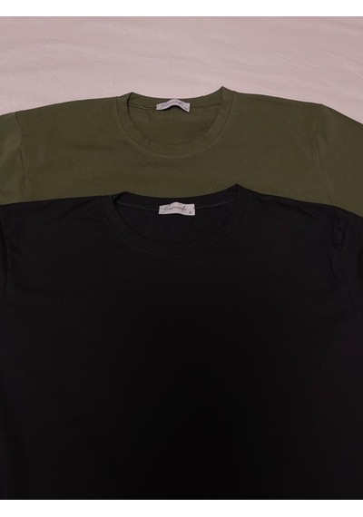Erkek Slim Fit Dar Kesim Bisiklet Yaka Kısa Kol Pamuklu 2'li Tişört Paketi