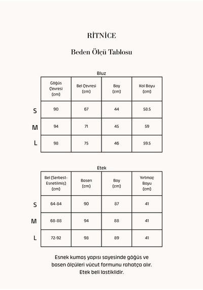 Ritnice Kadın Felix Fitilli Bağcıklı Bluz Bel Lastikli Etek İndigo Alt Üst Takım