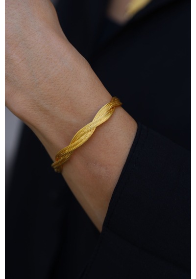 Yenigün Kuyumculuk 14 Ayar Altın Cimarlı Örgü Bileklik Blk25988 Sarı Altın